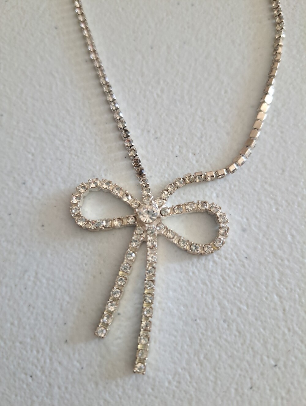 Joe Fresh Silver-Tone Crystal Bow Pendant Necklace